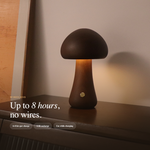 kids-room-decor.jpgWalnut finish mushroom LED lamp sitting on a shelf in a softly decorated children's room8u